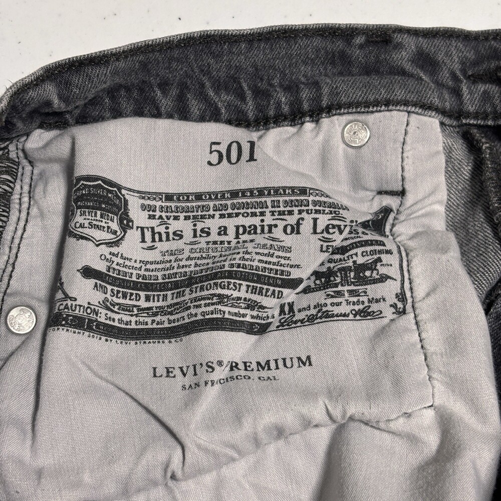 Levi’s Premium 501 Cut Off Shorts Gray Black Button Fly Women’s 29 - Picture 6 of 14